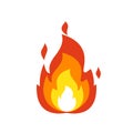 Fire flame icon. Isolated bonfire sign, emoticon flame symbol isolated on white, fire emoji and logo illustration Royalty Free Stock Photo
