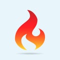 Fire flame icon. Red icon isolated on white background. Fire flame silhouette. Simple icon. Web site page and mobile app design Royalty Free Stock Photo