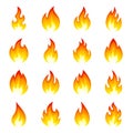 Fire flame icon set