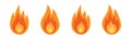 Fire flame icon set in flat. Fire color symbols. Royalty Free Stock Photo