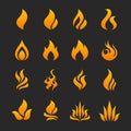 Fire flame icon set