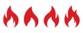 Fire flame icon set. Flame icon in red. Fire symbol in glyph. Red fireball sign. Campfire symbol. Flame vector. Stock vector Royalty Free Stock Photo