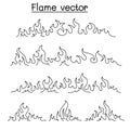 Fire & Flame icon set in thin line style