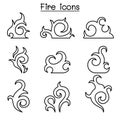 Fire, flame icon set in thin line style Royalty Free Stock Photo