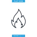 Fire Flame Icon Vector Design Template. Editable stroke. Royalty Free Stock Photo
