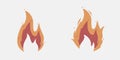 Fire flame icons with grunge texture. Royalty Free Stock Photo