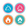 Fire flame icons. Heat signs. Royalty Free Stock Photo