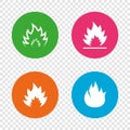 Fire flame icons. Heat signs. Royalty Free Stock Photo