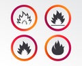 Fire flame icons. Heat signs. Royalty Free Stock Photo