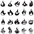 Fire flame icons set.