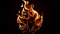 Fire flame isolated on black isolated background Beautiful yellow, orange and red and red blaze fire flame texture style