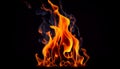 Fire flame isolated on black isolated background Beautiful yellow, orange and red and red blaze fire flame texture style