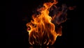 Fire flame isolated on black isolated background Beautiful yellow, orange and red and red blaze fire flame texture style