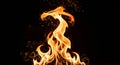 Fire flame isolated on dark background with dramatic lighting Royalty Free Stock Photo
