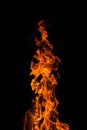 Fire flame isolated over black background, abstract texture Royalty Free Stock Photo