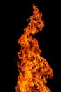 Fire flame isolated over black background, abstract texture Royalty Free Stock Photo