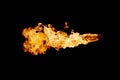 Fire jet flame on dark black background Royalty Free Stock Photo