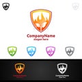 Fire and Flame with leaf Logo Design Royalty Free Stock Photo