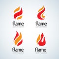 Fire Flame Logo design template drop silhouette set. Creative Droplet Burn Elegant Bonfire Logotype Fire Logo concept . Royalty Free Stock Photo