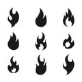 Fire flame logo icon set of nine Royalty Free Stock Photo