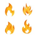 Fire flame logo icon set, vector symbols. Stock illustration