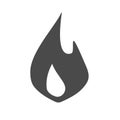 Fire flame logo icon vector black and white pictogram shape flat cartoon, monochrome ignite blaze symbol, idea of hot