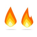 Fire flame logo icon vector flat cartoon, ignite blaze symbol, idea of hot drop label or campfire fireplace sign Royalty Free Stock Photo