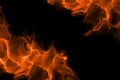 Fire flame over black background. Halloween frame with copy space Royalty Free Stock Photo