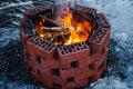 Fire flame in a fire pit Royalty Free Stock Photo