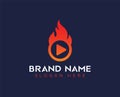 Fire flame play media logo icon vector template Royalty Free Stock Photo