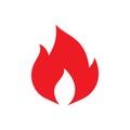 Fire flame - red icon on white background vector illustration for website, mobile application, presentation, infographic. Warm Royalty Free Stock Photo