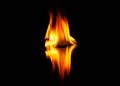 fire flame with reflection in the glass on a black background Royalty Free Stock Photo