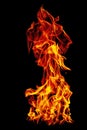 Fire flame set isolated on black isolated background - Beautiful yellow, orange and red and red blaze fire flame texture style