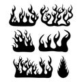 Fire flame silhouette set design isolated on white Royalty Free Stock Photo