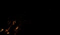 Fire flame sparkles and orange illumination in black empty background night space for copy or text here wallpaper pattern concept Royalty Free Stock Photo