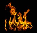 Fire flame with sparks on a black background. for design Royalty Free Stock Photo