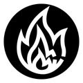 Fire flame symbol icon inside black circle Royalty Free Stock Photo