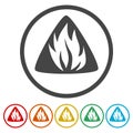 Fire Flame Symbol ring icon, color set Royalty Free Stock Photo