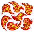 Fire flame tattoo set Royalty Free Stock Photo