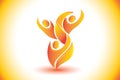 Fire flame teamwork people logo vector icon