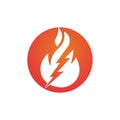 Lightning fire vector logo design template. Fire energy and voltage logo concept. Royalty Free Stock Photo