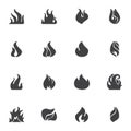 Fire flame vector icons set