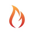 The fire flame vector logo blazing with an orange red gradient in minimalist and simple symbol