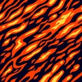 Fire Flame Vector Seamless Pattern. Abstract Burn Fire Texture in Cartoon Anime Style