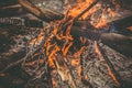 Fire Flame wooden camp burning Outdoor Royalty Free Stock Photo