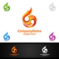 Fire and Flame with Yin and Yang Logo Design Royalty Free Stock Photo