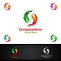 Fire and Flame with Yin and Yang Logo Design Royalty Free Stock Photo