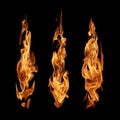 Fire flames abstract collection isolated on black background Royalty Free Stock Photo