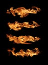 Fire flames abstract collection isolated on black background Royalty Free Stock Photo