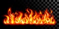The fire flames background on black transparent Royalty Free Stock Photo